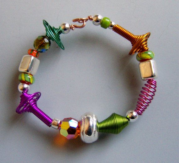 Great colorful beads on copper wire